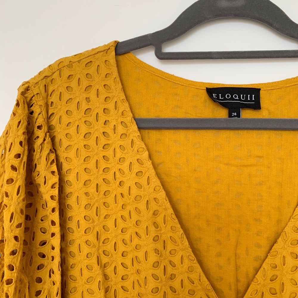 ELOQUII Yellow Eyelet Dress